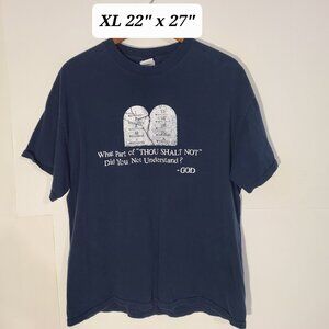 Vintage Y2K What Part of "Thou Shall Not" Dont you Understand? God XL Blue Shirt